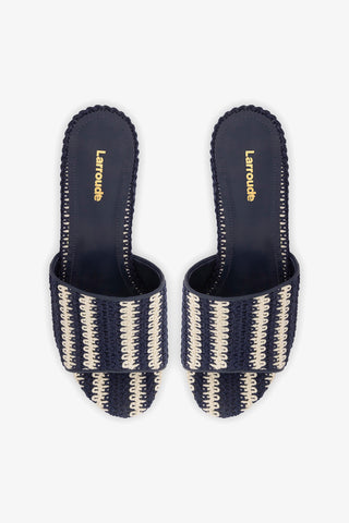 Miso Crochet Mule Striped Navy Mule Larroudé
