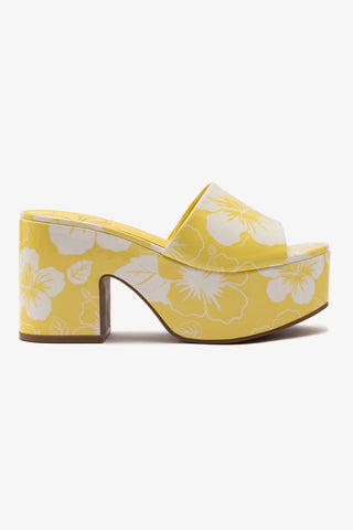 Miso Platform Sandal In Lemonade Printed Leather