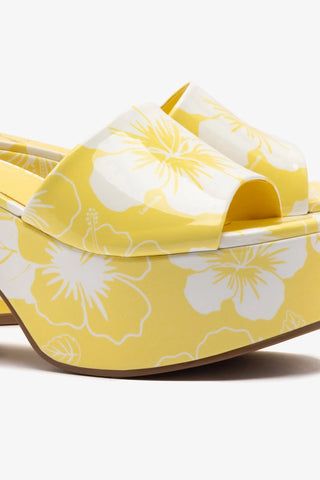 Miso Platform Sandal In Lemonade Printed Leather