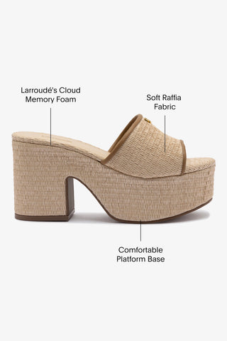 Miso Platform Sandal In Natural Raffia and Hazelnut Trimming