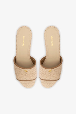 Miso Platform Sandal In Natural Raffia and Hazelnut Trimming