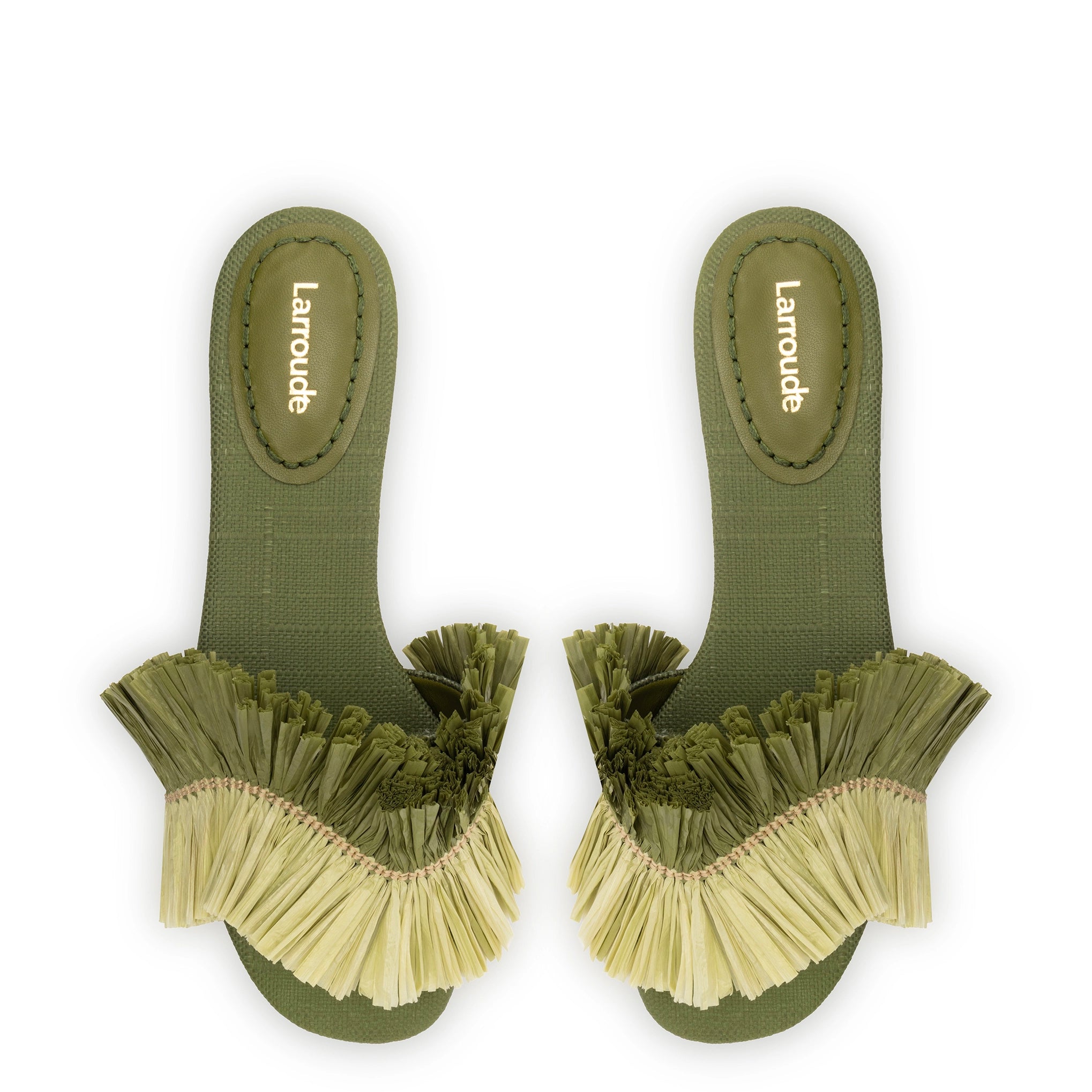 Ivy Fringe Flat In Seaweed Raffia