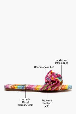 Ivy Ruffle Flat Rainbow Raffia