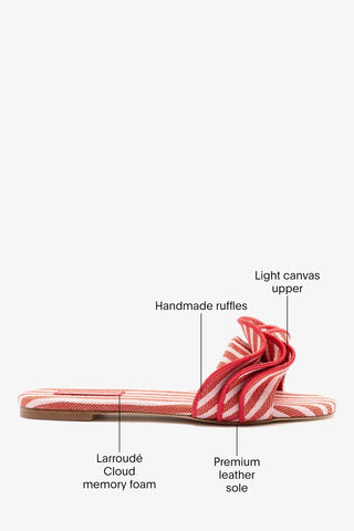Ivy Ruffle Flat Carmine Striped Canva