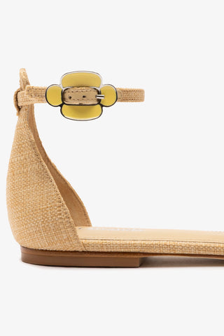 Tinx Flat Ankle Sandal In Beige Raffia