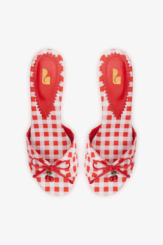 Bardot Mule Scarlet Printed Raffia Mule Larroudé