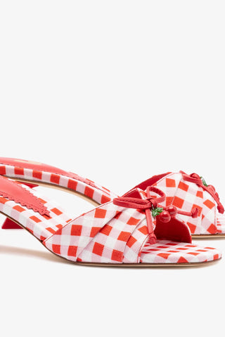 Bardot Mule Scarlet Printed Raffia Mule Larroudé