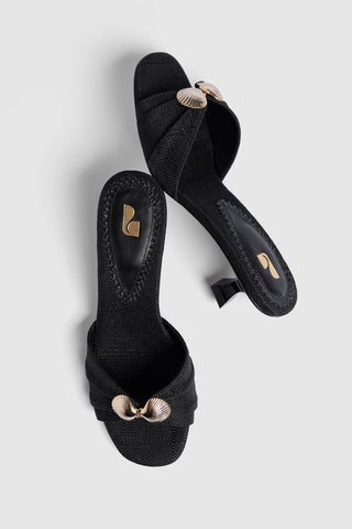 Coquile Mule Black Raffia Mule Larroudé