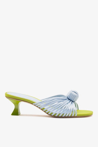 Valerie Mule Powder Blue and Green Satin Mule Larroudé