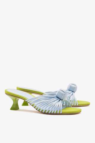 Valerie Mule Powder Blue and Green Satin Mule Larroudé