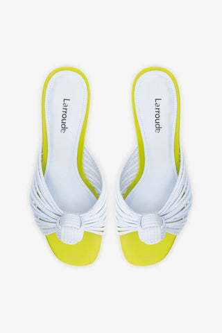 Valerie Mule Powder Blue and Green Satin Mule Larroudé
