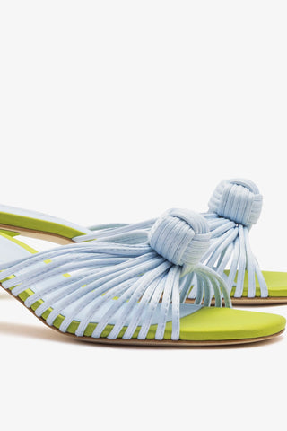 Valerie Mule Powder Blue and Green Satin Mule Larroudé
