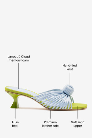 Valerie Mule Powder Blue and Green Satin Mule Larroudé