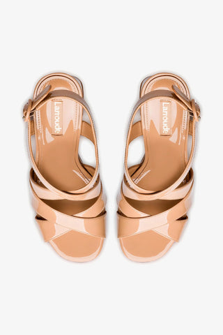 Bee Sandal In Tan Patent Leather