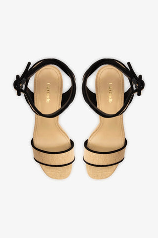 Dolly Sandal In Beige Raffia and Black Trimming