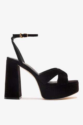 Dolly X Platform Sandal In Black Suede