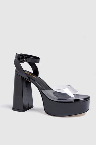 Dolly Clear Sandal Black Patent Leather Sandal Larroudé