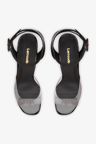 Dolly Clear Sandal Black Patent Leather Sandal Larroudé