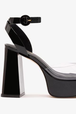 Dolly Clear Sandal Black Patent Leather Sandal Larroudé