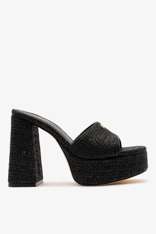 Dolly Platform Mule Black Raffia Mule Larroude