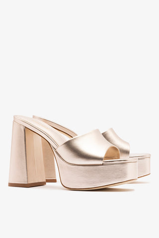 Dolly Mule Champagne Leather Mule Larroudé