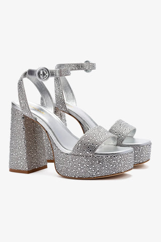 Dolly Crystal Sandal In Gray Suede