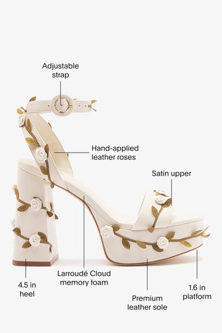 Larroudé x Tanner Fletcher: Dolly Rose Vines Sandal Ivory Leather Sandal Larroudé x Tanner Fletcher