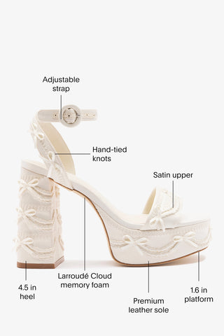 Larroudé x Tanner Fletcher: Dolly Cake&Lace Sandal White Satin Sandal Larroudé x Tanner Fletcher