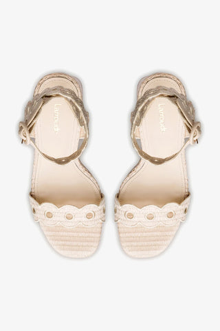 Dolly Broderie Sandal In Natural Raffia