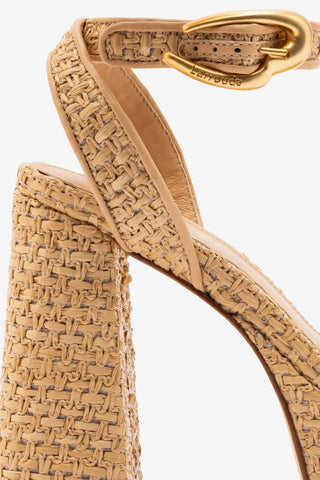 Dolly Verona Sandal In Beige Leather and Natural Raffia