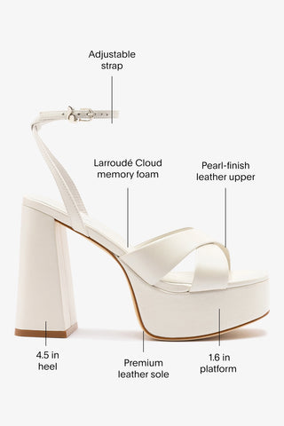 Dolly X Platform Sandal In Pearl Leather Sandal Larroudé