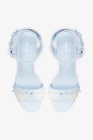 Larroudé x Tanner Fletcher: Dolly Cake&Lace Sandal Blue Satin Sandal Larroudé x Tanner Fletcher