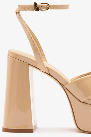 Dolly X Platform Sandal In Sand Patent Leather