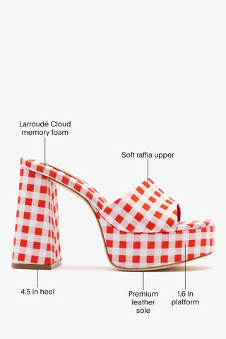 Dolly Platform Mule Scarlet Printed Raffia