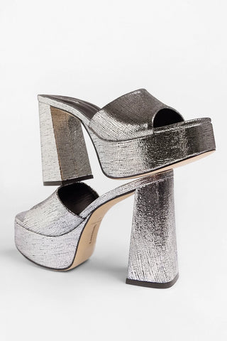 Dolly Platform Mule Silver Leather Mule Larroudé