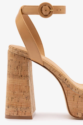 Dolly Sandal In Tan Leather and Natural Cork