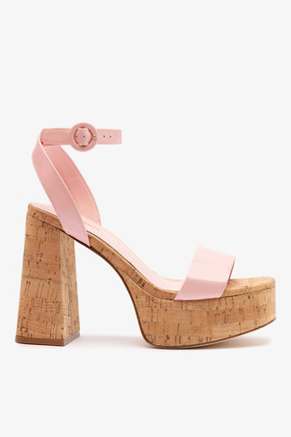 Dolly Sandal In Tulip Patent Leather and Natural Cork