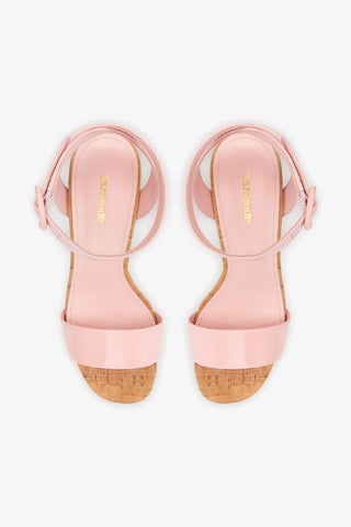 Dolly Sandal In Tulip Patent Leather and Natural Cork