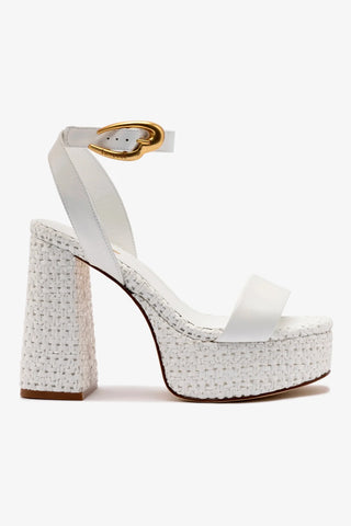 Dolly Verona Sandal In White Leather and White Raffia