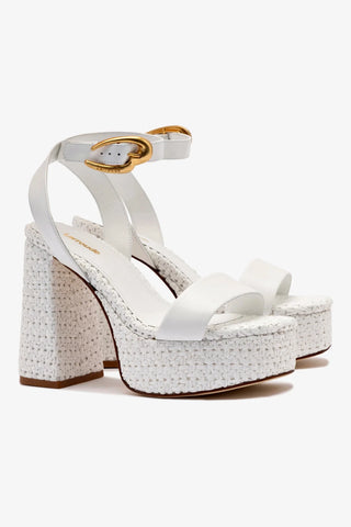 Dolly Verona Sandal In White Leather and White Raffia