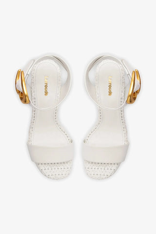 Dolly Verona Sandal In White Leather and White Raffia