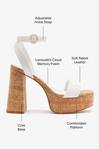 Dolly Sandal In White Patent Leather and Natural Cork