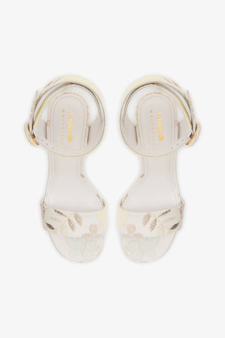 Larroudé x Markarian Dolly Sandal In Yvette Ivory Brocade