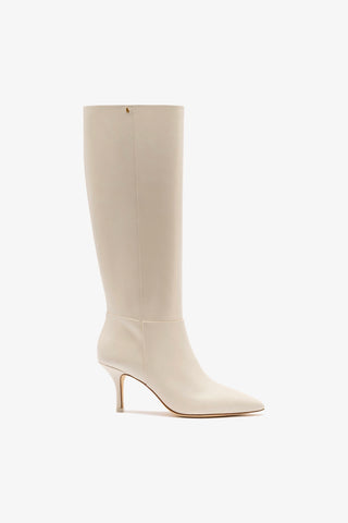 Kate Mid Boot In Ivory Leather Boot Larroudé