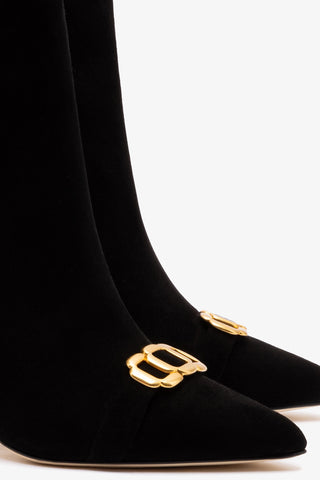 Mini Kate Boot In Black Suede and Daisy Accent