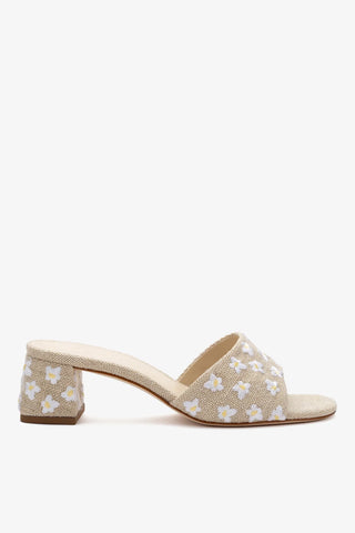 Brigitte Mule In Raw Linen Sandal Larroudé
