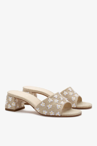 Brigitte Mule In Raw Linen Sandal Larroudé