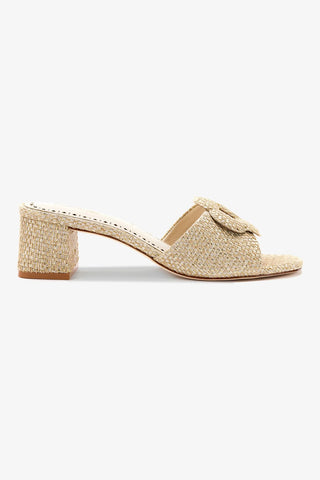 Flora Mule In Gold Metallic Raffia