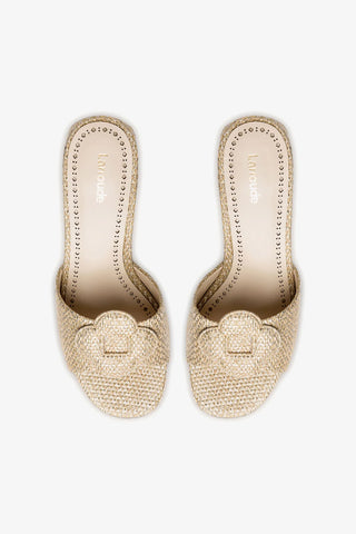 Flora Mule In Gold Metallic Raffia