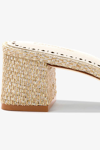 Flora Mule In Gold Metallic Raffia